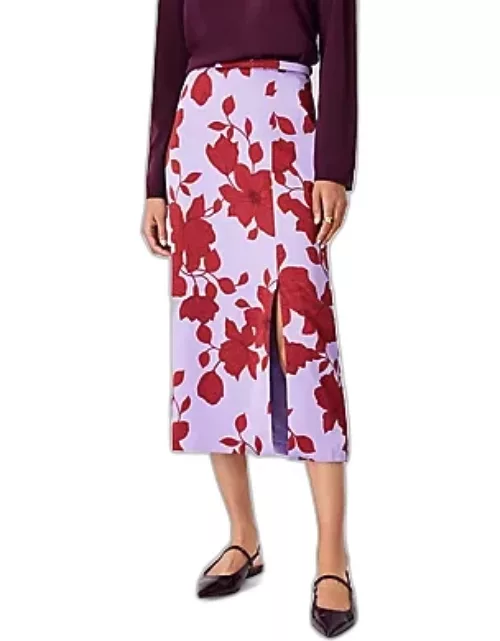 Ann Taylor Floral Slit Column Slip Skirt