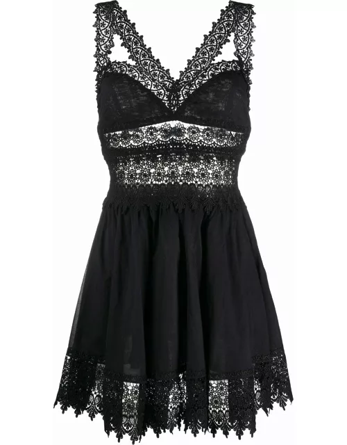 Black short dress with lace