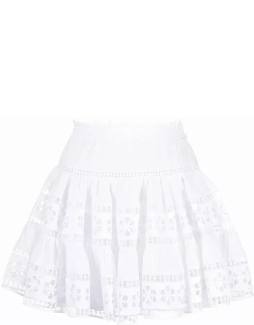 White floral lace mini skirt
