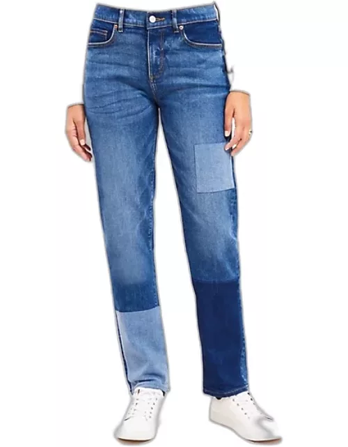 Loft Patchwork Girlfriend Jeans in Classic Mid Wash