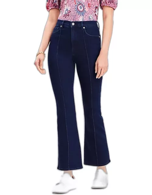 Loft Pintucked High Rise Kick Crop Jeans in Classic Rinse Wash