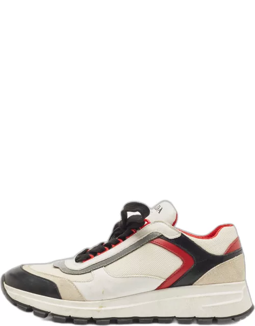 Prada Tricolor Mesh and Leather Low Top Sneaker