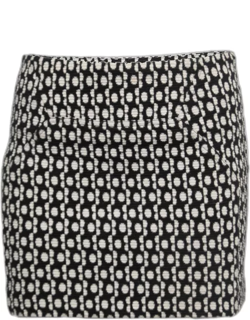 Diane von Furstenberg Black Wool Jacquard Kawa Mini Skirt