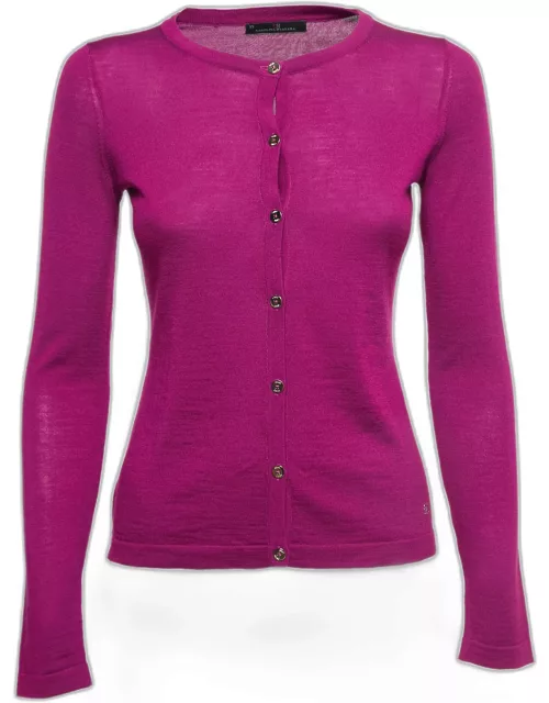 CH Carolina Herrera Purple Knit Buttoned Cardigan
