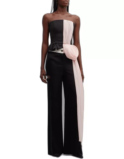 Honore Asymmetric Bustier with Long Drape
