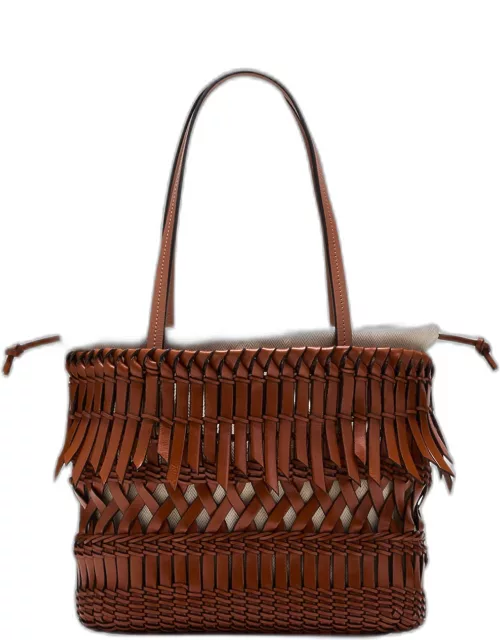 Fringe Basket Leather Tote Bag