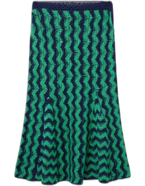Ocean Crochet-Knit Midi Skirt