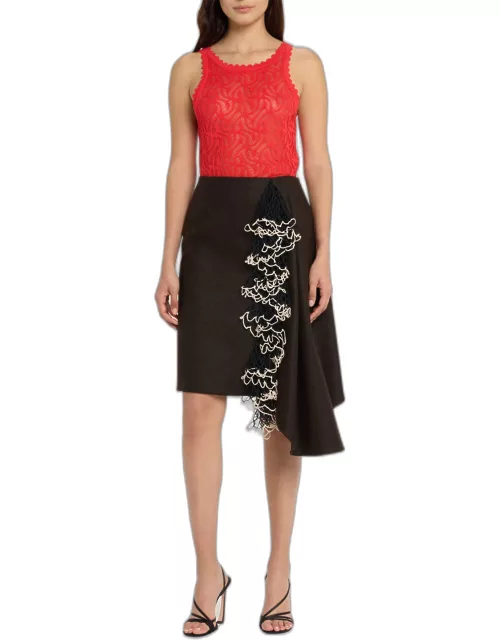 Chorda Crochet Draped Asymmetric Skirt
