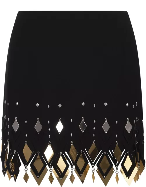 Paco Rabanne Black Mini Skirt With Diamond Shaped Appliqué