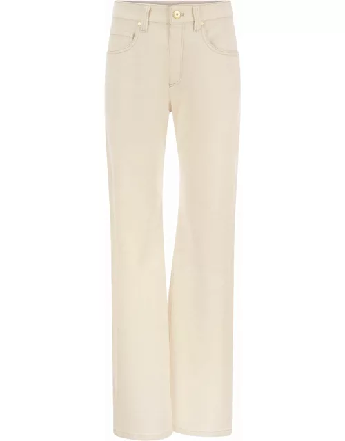 Brunello Cucinelli Loose Trousers In Garment-dyed Comfort Denim With Shiny Tab