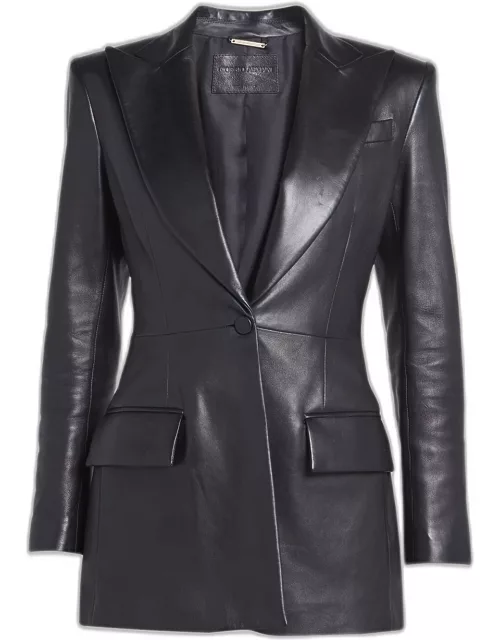 Nappa Leather Single-Beasted Blazer