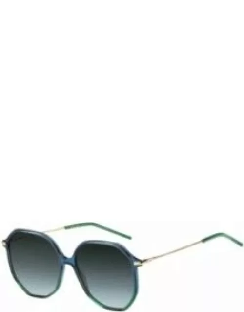 Tubular-temple sunglasses with blue-green frames Women's Eyewear