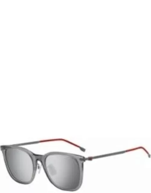 Gray-acetate sunglasses with red accents Men's Eyewear
