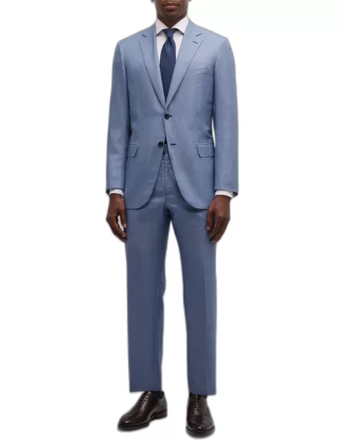Men's Textured Solid Wool-Blend Suit