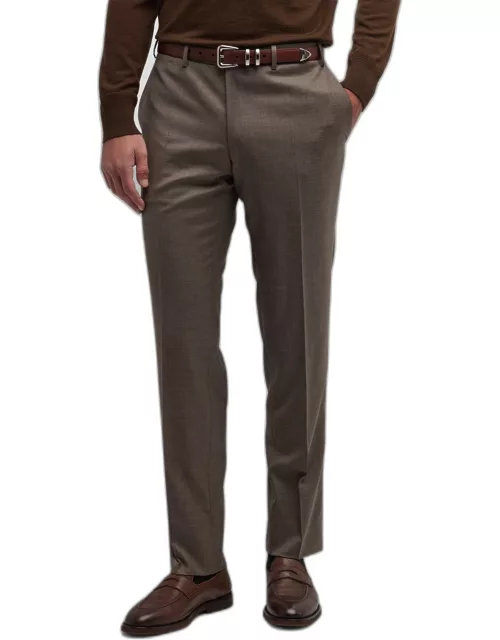 Men's Melange Wool Flat-Front Pant