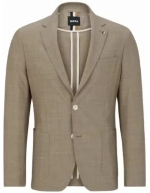 Slim-fit jacket in micro-patterned virgin wool- Light Beige Men's Sport Coat