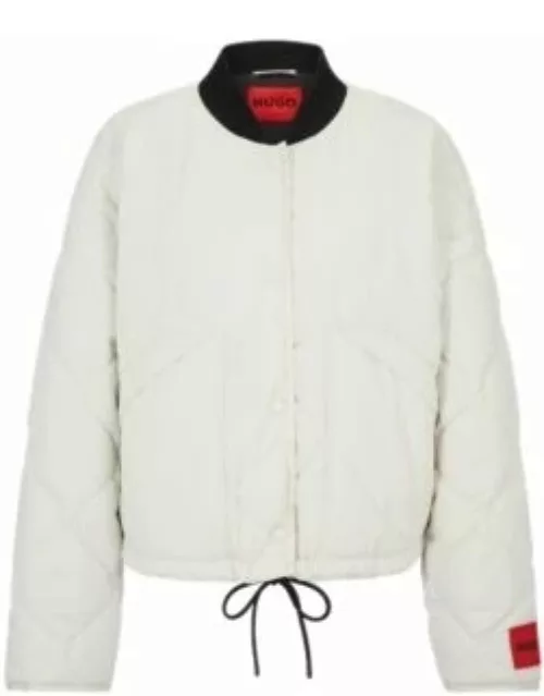 Cropped relaxed-fit jacket in quilted fabric- White Women's Casual Jacket