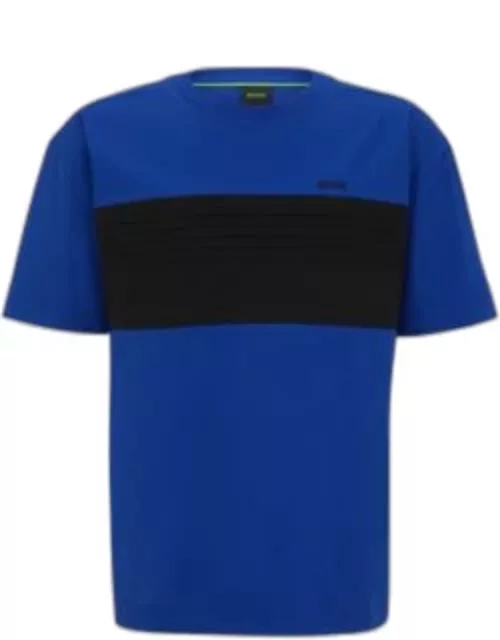 Cotton-blend relaxed-fit T-shirt with color-blocking- Blue Men's T-Shirt