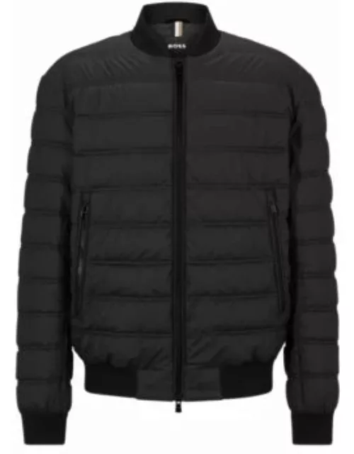 Water-repellent puffer jacket with two-way zip- Black Men's Casual Jacket