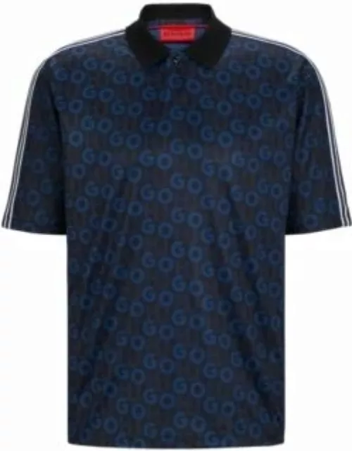 Relaxed-fit polo shirt with printed monograms- Dark Blue Men's Polo Shirt