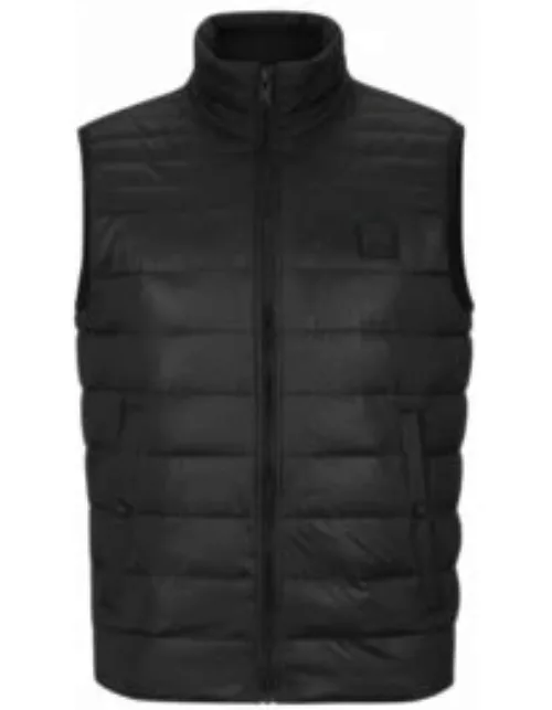 Water-repellent gilet in gloss and matte fabrics- Black Men's Casual Jacket