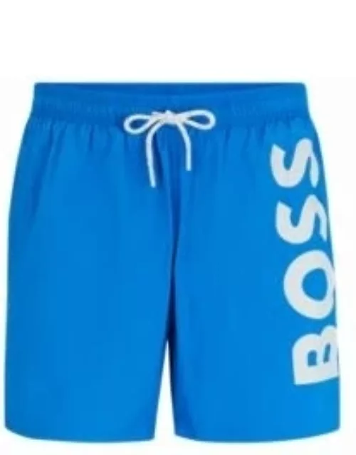 Quick-dry swim shorts with large logo print- Blue Men's Swim Short