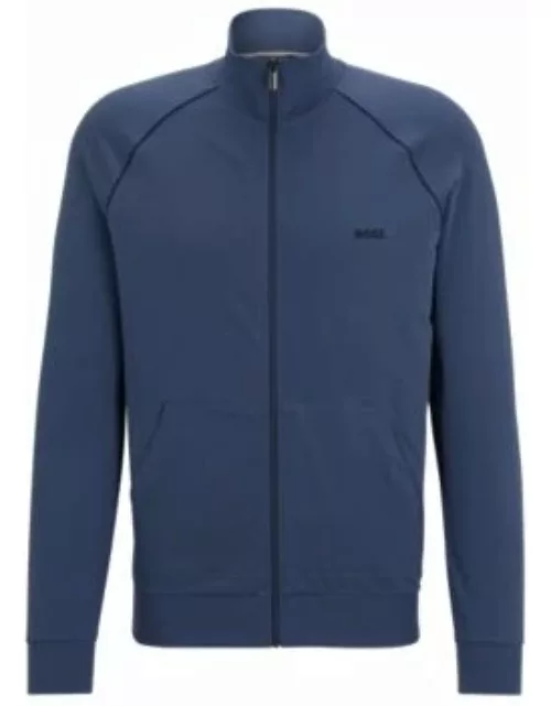 Zip-up loungewear jacket in stretch cotton with logo- Light Blue Men's Loungewear
