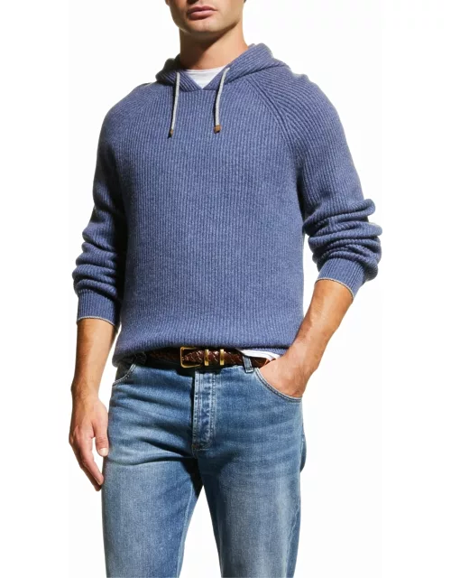 Men's Ribbed Cashmere Hoodie