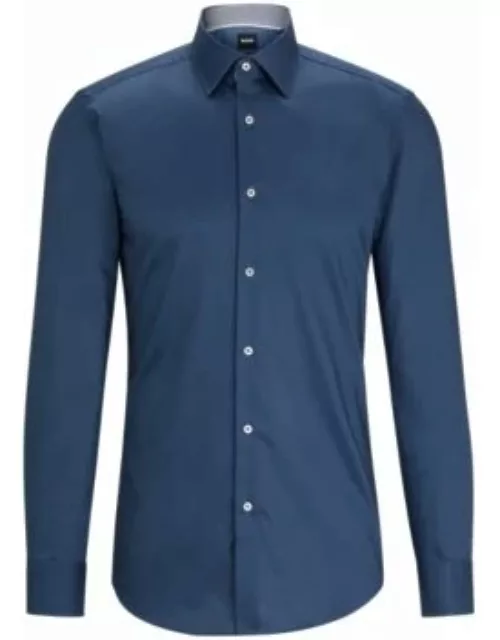 Slim-fit shirt in easy-iron cotton poplin- Light Blue Men's Shirt