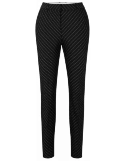 Regular-fit trousers in diagonal pin-striped stretch wool- Black Women's Formal Pant