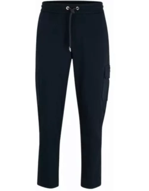 Mercerized-cotton tracksuit bottoms with insert details- Dark Blue Men's Jogging Pant