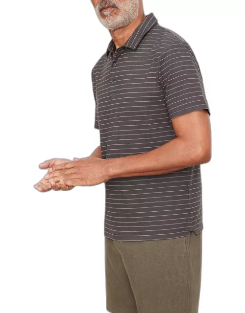 Men's Garment-Dyed Fleck Stripe Polo Shirt