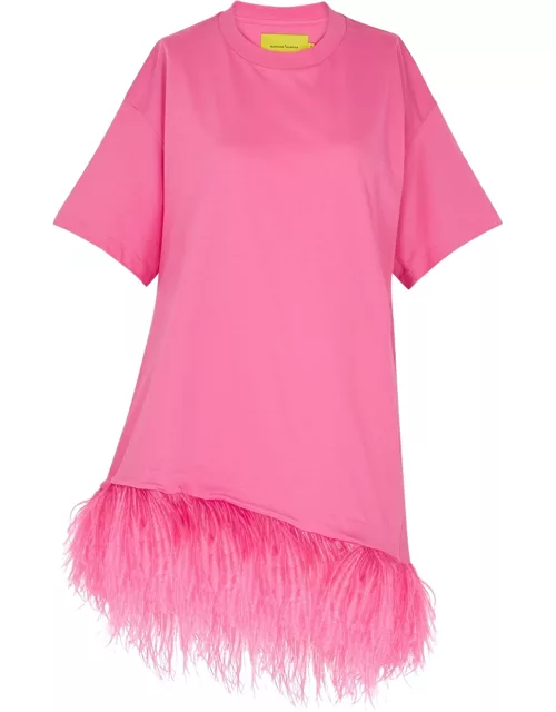 Marques' Almeida Feather-trimmed Cotton T-shirt Dress - Pink