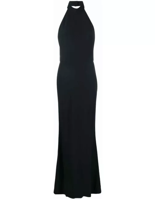 Black long dress with American back neckline