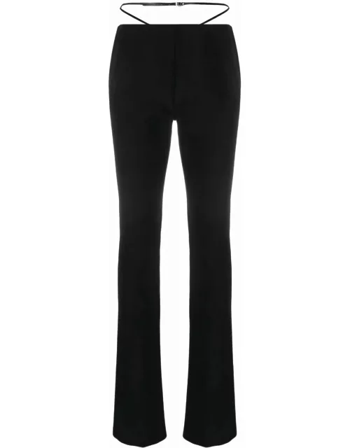 Black flared trousers with waistband