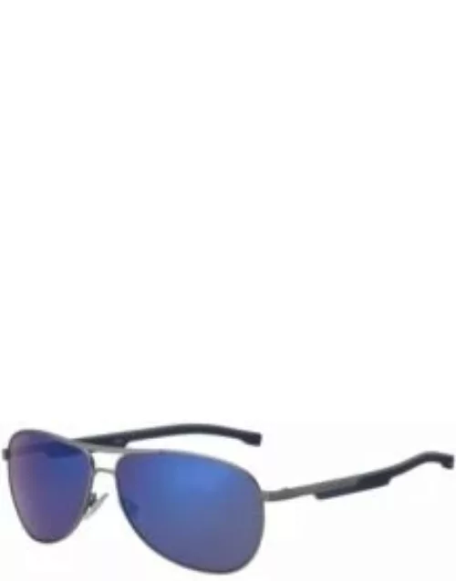 Sporty metal sunglasses with blue accents Men's Eyewear
