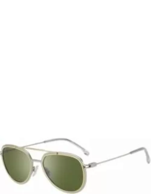 Double-rim sunglasses in gold and silver effects Men's Eyewear