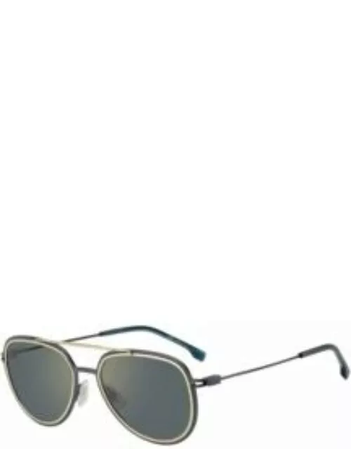 Two-tone sunglasses with double rims Men's Eyewear