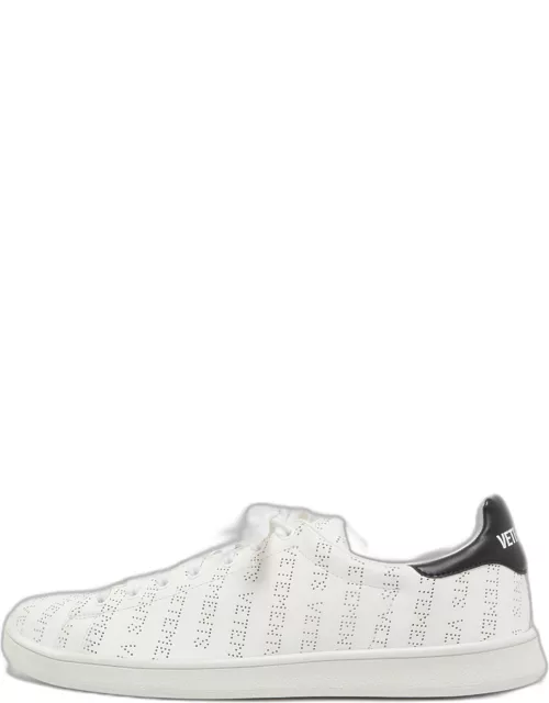 Vetements White Perforated Logo Leather Low Top Sneaker