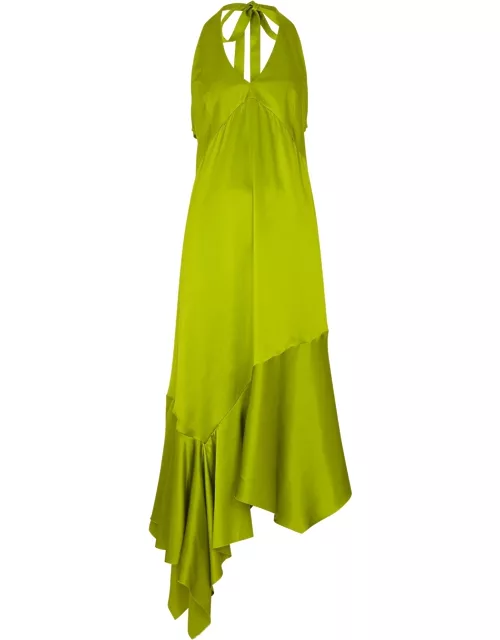 Marques' Almeida Asymmetric Silk Midi Dress - Lime