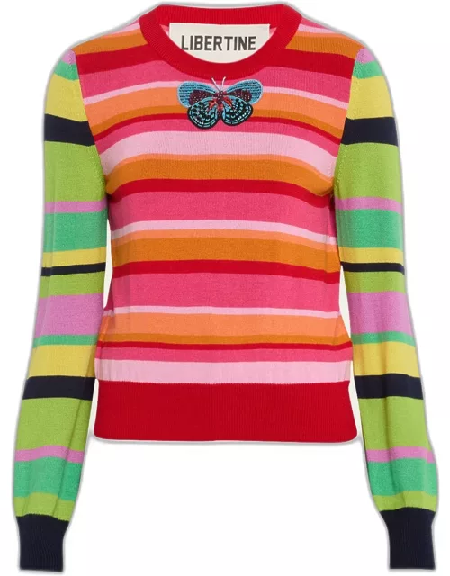 Butterfly Wild Stripes Shrunken Pullover Sweater