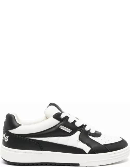 Black and white leather University trainer