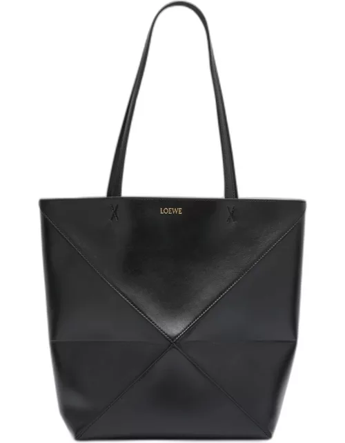 Puzzle Fold Medium Tote Bag in Shiny Leather