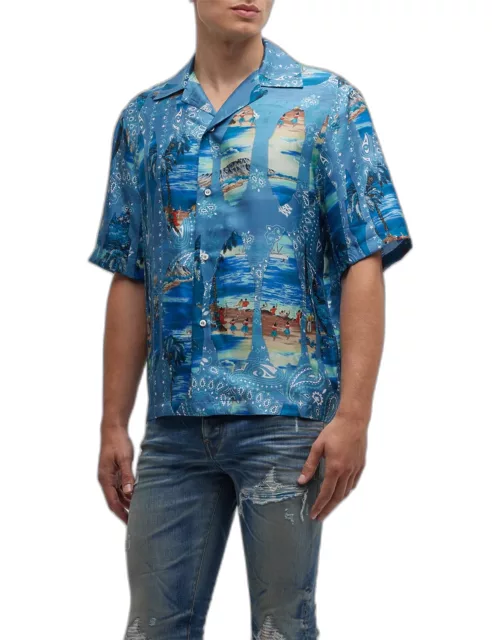 Men's Graphic Bandana Bowling Shirt