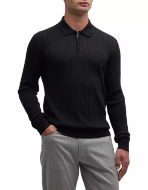 Men's Half-Zip Ribbed Polo Sweater
