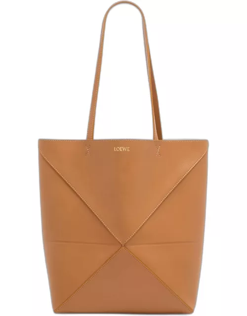 Puzzle Fold Medium Tote Bag in Shiny Leather