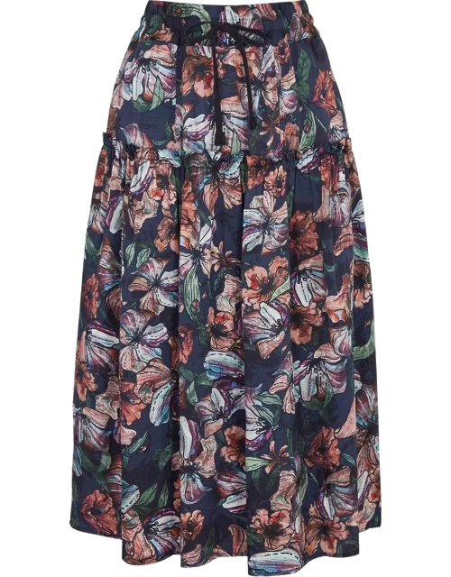 High Youthful Floral-print Midi Skirt - Multicoloured