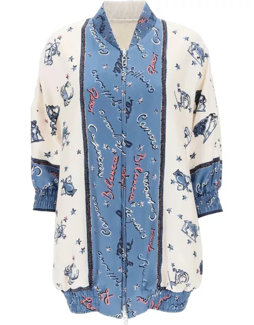 FENDI reversible blouson jacket in silk with 'astrology' motif
