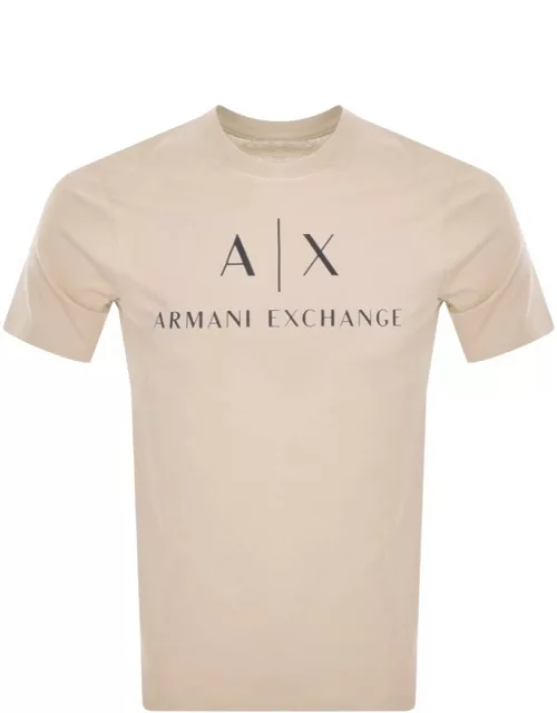 Armani Exchange Crew Neck Logo T Shirt Beige