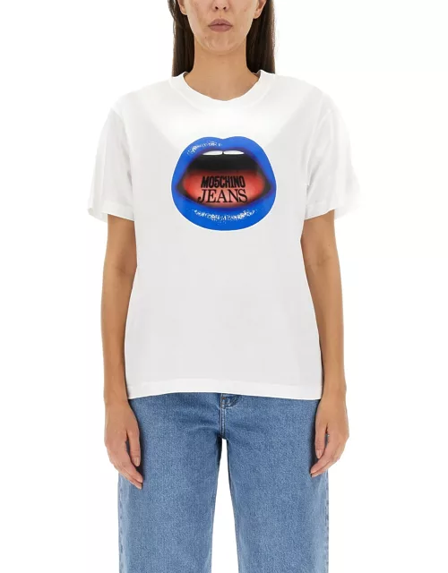 moschino jeans mouth print t-shirt